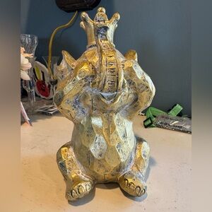 “See No Evil” Gold “Good Luck”  Elephant Figurine
